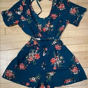 Floral Blue Romper